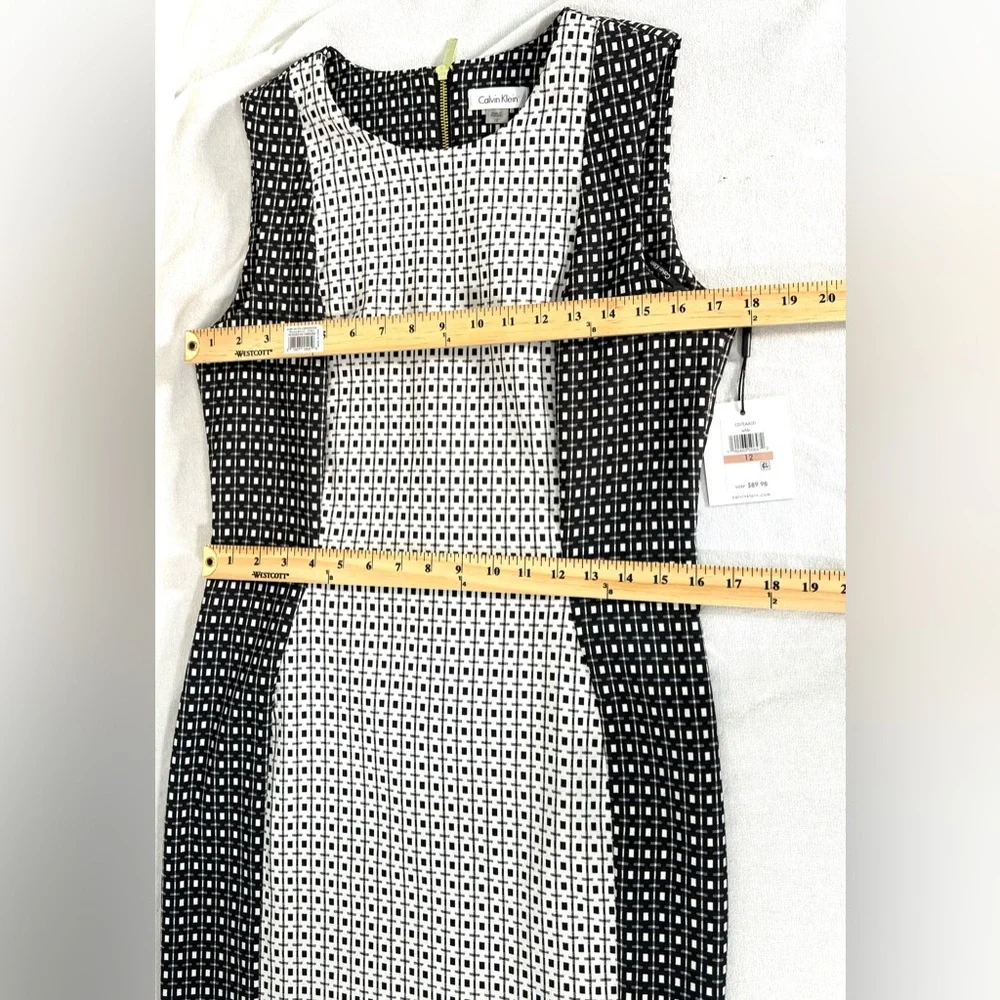 Calvin Klein Black and White Sleeveless sheath Dress size 12 - Picture 7 of 16